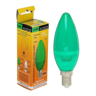 Лампа светодиодная Ecola Candle LED Color 6W E14 Green C4TG60ELY