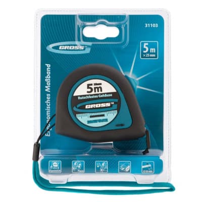 Рулетка Ergonomisch, 5 м x 25 мм, магнитный обрезиненный зацеп Gross 31103