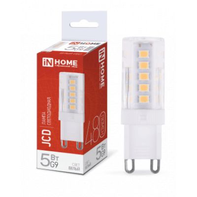 Лампа светодиодная LED-JCD 5Вт 230В G9 4000К 480Лм IN HOME 4690612036328