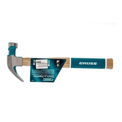 Молоток-гвоздодер, 450 г, угол 45, магнит, обрезиненная рукоятка American hickory GROSS 10415