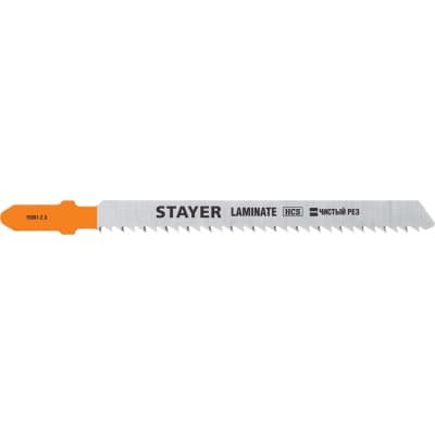 Полотна Stayer, t101br, для эл/лобзика, hcs, по дереву, фанере, ламинату, обратн. рез, t-хвост., шаг 2,5мм, 75мм, 2шт 15991-2.5_z02