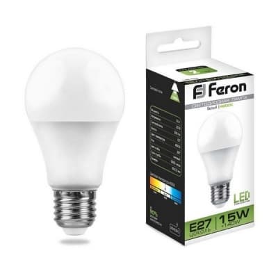 Лампа светодиодная FERON LB-94, A60 (шар), 15W 230V E27 4000К 25629