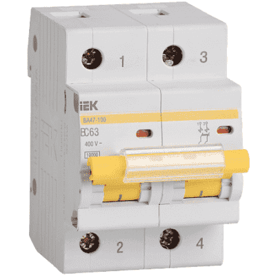 Автоматический выключатель IEK ВА 47-100 2Р 10А 10 кА х-ка С MVA40-2-010-C
