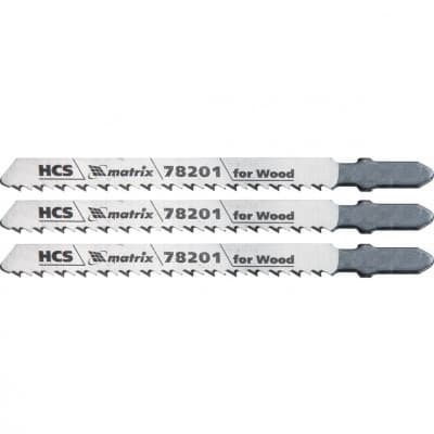 Полотна для электролобзика по дереву, 3 шт, T101B, 75 х 2,5 мм, HCS Matrix Professional 78201