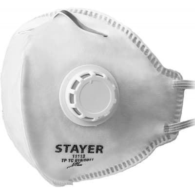Плоская полумаска фильтрующая STAYER FV-80 FFP1 с клапаном 11113_z01