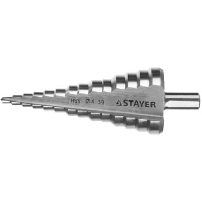 Сверло ступенчатое STAYER 4-39 мм, 14 ступеней, HSS 29660-4-39-14