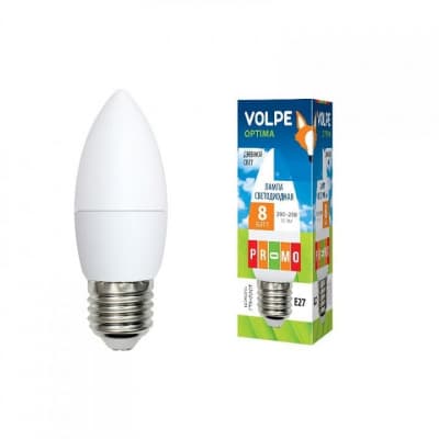 Лампа светодиодная Volpe LED C37 8W DW E27 FR O UL-00001772
