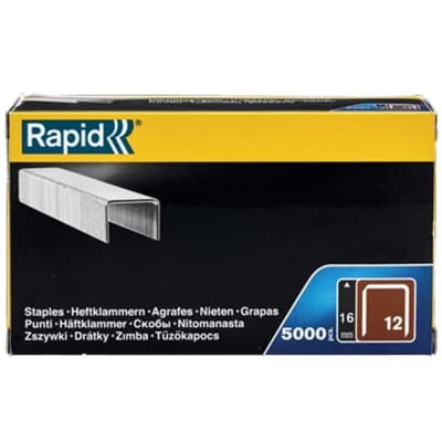 Скобы тонкие RAPID тип 80 (12 / ВеА 80 / Prebena A / Senco AT), 16 мм, 5000 шт., широкие, 40100522