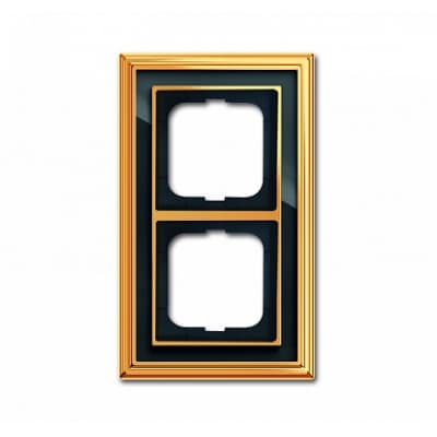Рамка 2-ая ABB BJE Dynasty Полированная латунь/Черное стекло 2CKA001754A4566