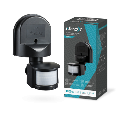 Датчик движения инфракрасный NEOX ДД 08Ч 1200Вт 180 гр.12м IP44 черный 4690612053332
