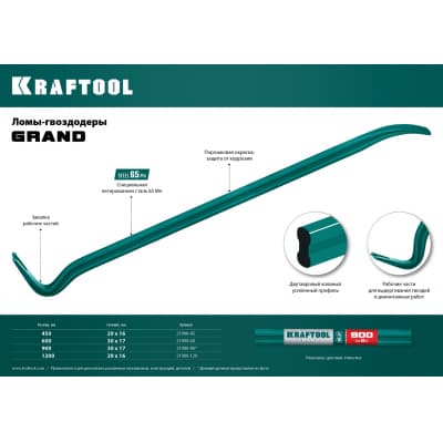 Лом-гвоздодер, 900 мм, 30х17 мм, кованый двутавровый, KRAFTOOL 21900-90