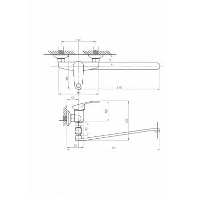 Смеситель для ванны с душем FAUZT FZs-614-125 тип См-ВУОРНШлА