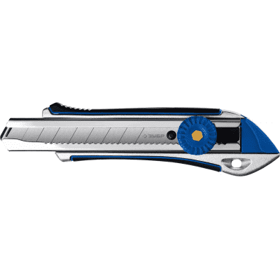 Металлический обрезиненный нож с винтовым фиксатором Титан-В, сегмент. лезвия 18 мм, ЗУБР Профессионал 09178_z01