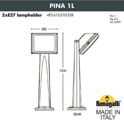 Садовый светильник-столбик FUMAGALLI PINA 1L 4P2.613.010.LYF1R