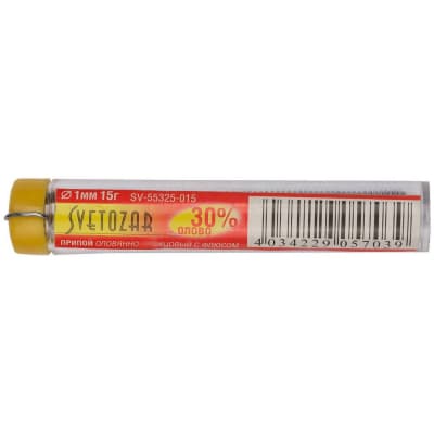 Оловянно-свинцовый припой СВЕТОЗАР 15 г, 30% Sn / 70% Pb SV-55325-015