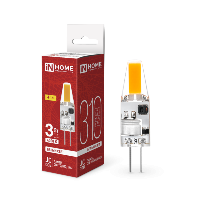 Лампа светодиодная IN HOME LED-JC-COB 3Вт 12В G4 4000К 310Лм 4690612060231