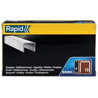 Скобы тонкие RAPID тип 80 (12 / ВеА 80 / Prebena A / Senco AT), 8 мм, 5000 шт., широкие, 40100518