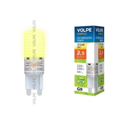 Лампа светодиодная Volpe LED JCD 2,5W WW G9 CL S 10030