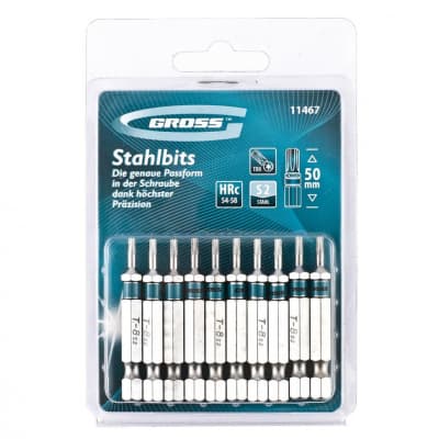 Набор бит Torx8 х 50, сталь S2, 10 шт. Gross 11467