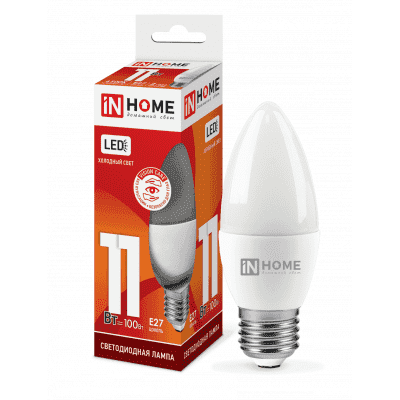 Лампа светодиодная LED-СВЕЧА-VC 11Вт 230В Е27 6500К 820Лм IN HOME 4690612024868