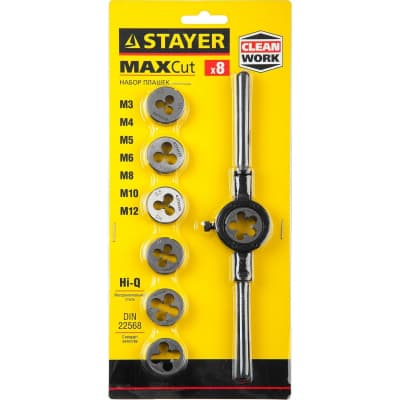 Набор плашек и плашкодержатель STAYER 8 предметов, MASTER 28015-H8_z01