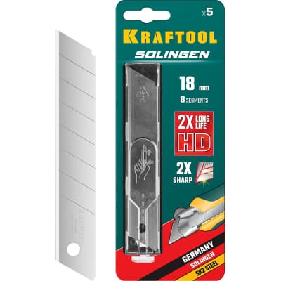 KRAFTOOL SOLINGEN 18 мм лезвия сегментированные, 8 сегментов, 5 шт 09605-18-S5_z02