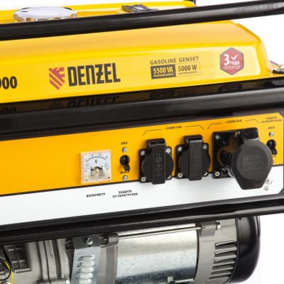 Генератор бензиновый GE 6900, 5.5 кВт, 220 В/50 Гц, 25 л, ручной старт Denzel 94637