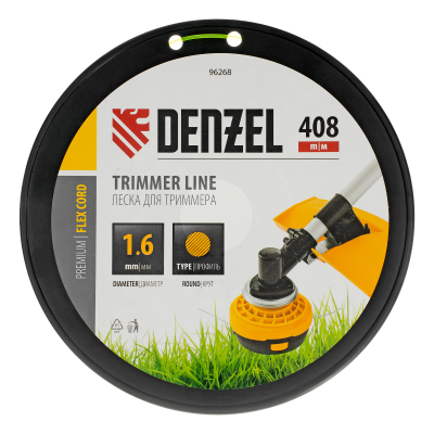 Леска для триммера круглая, 1,6мм х 408м, на DIN катушке FLEX CORD, Denzel 96268