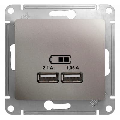 Розетка с USB оконечная Schneider Electric Glossa платина GSL001233