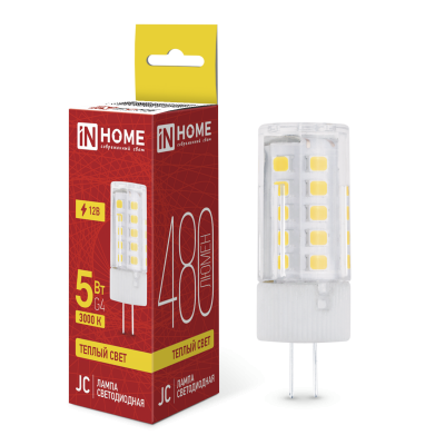 Лампа светодиодная IN HOME LED-JC 5Вт 12В G4 3000К 480Лм 4690612059013