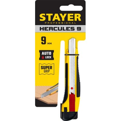 Нож с автостопом HERCULES-9, сегмент. лезвия 9 мм, STAYER 0903_z01