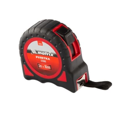 Рулетка Strong, 3 м х 16 мм, обрезиненный корпус Matrix 31078