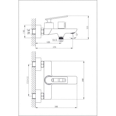 Смеситель для ванны с душем  RUSH Palm (PL2530-44)