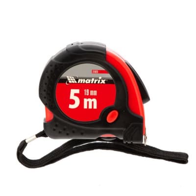 Рулетка Status Magnet fixation, 5 м х 19 мм, обрезиненный корпус, зацеп с магнитом Matrix 31023