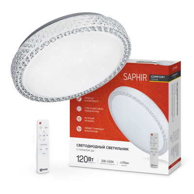 Светильник светодиодный IN HOME COMFORT SAPHIR 120Вт 230В 3000-6500K 9600Лм 490x115мм с пультом ДУ 4690612041926