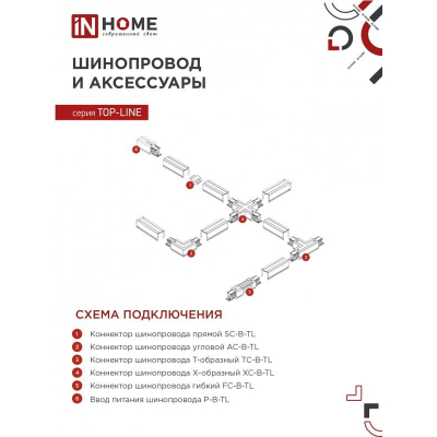 Светильник трековый под лампу с подсветкой IN HOME TR-GX53-TL 54RB GX53 черный серии TOP-LINE 4690612043807