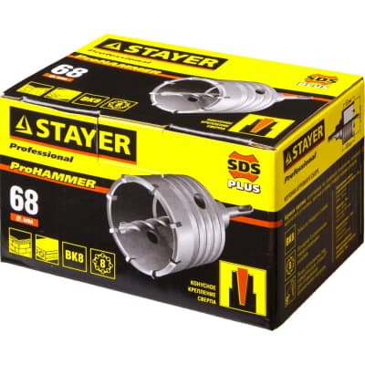 Коронка по бетону с оснасткой STAYER Ø 68 мм, державка, сверло, 8T 29190-68_z01