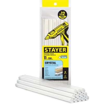 STAYER Cristal прозрачные универсальные клеевые стержни, d 11 мм х 200 мм 12 шт. 250 г. 0682-12