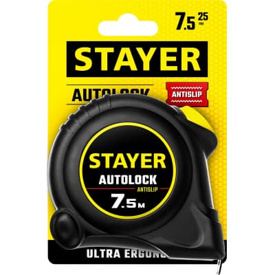 STAYER АutoLock 7,5м / 25мм рулетка с автостопом 2-34126-07-25_z02