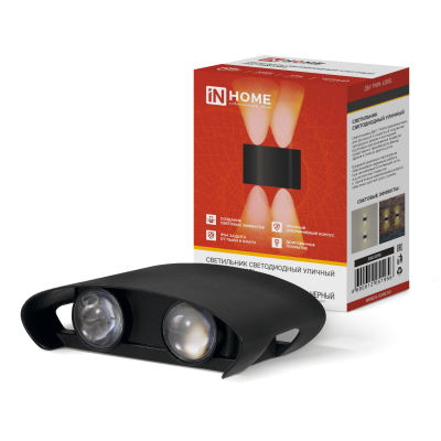 Светильник уличный светодиодный IN HOME ДБУ TWIN-630BL 6Вт 3000К IP54 черный 4690612051956