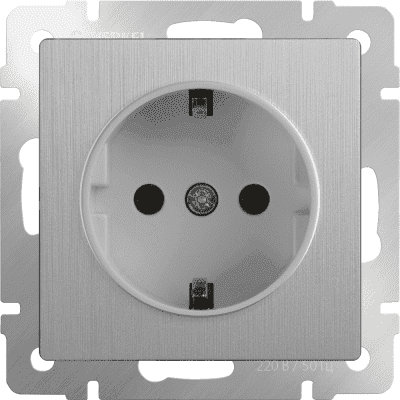 Розетка с заземлением Werkel WL09-SKG-01-IP20 cеребряный рифленый 4690389085079