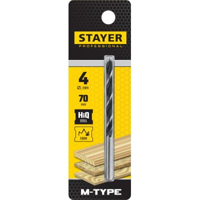 STAYER "M-type" 4,0x70/40мм, сверло спиральное по дереву, М-образная заточка 2942-070-04_z02