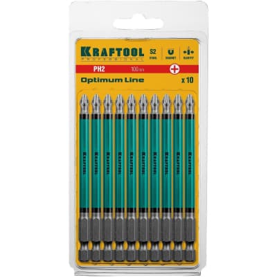 Набор бит KRAFTOOL PH2, 100 мм, 10 шт., Cr-Mo сталь 26122-2-100-10