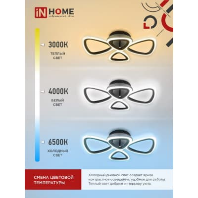 Светильник светодиодный IN HOME ELEGANT SANSA-B 60Вт 230В 3000-6500K 4700Лм 600х400х75мм c пультом ДУ черный 4690612043333