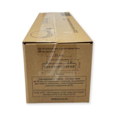Ecola GX53 LED Premium 10,0W Tablet 220V 6000K матовая 27x75 (1 из ч/б уп. по 10) T5RD10ELC
