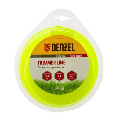 Леска для триммера, круглая 2,4 мм х 44 м, блистер Flex cord Denzel 96119