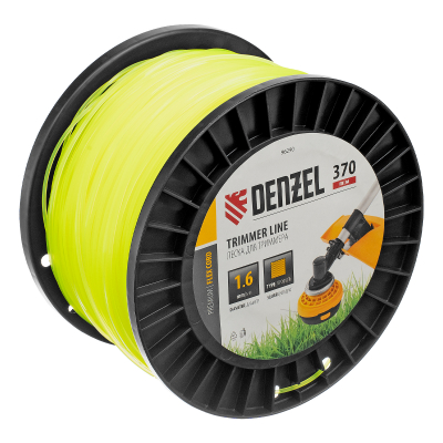 Леска для триммера квадрат 1,6мм х 370м, на DIN катушке FLEX CORD Denzel 96290