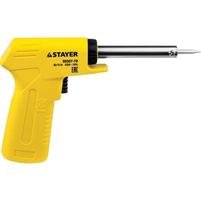 Электропаяльник STAYER 30-70 Вт, 220 В, конус, двухкомпонентная рукоятка Maxterm 55307-70