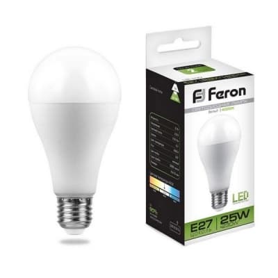 Лампа светодиодная FERON LB-100, A65 (шар), 25W 230V E27 4000К 25791