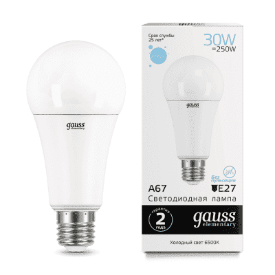Лампа светодиодная Gauss LED Elementary A67 30W E27 6500K 73239